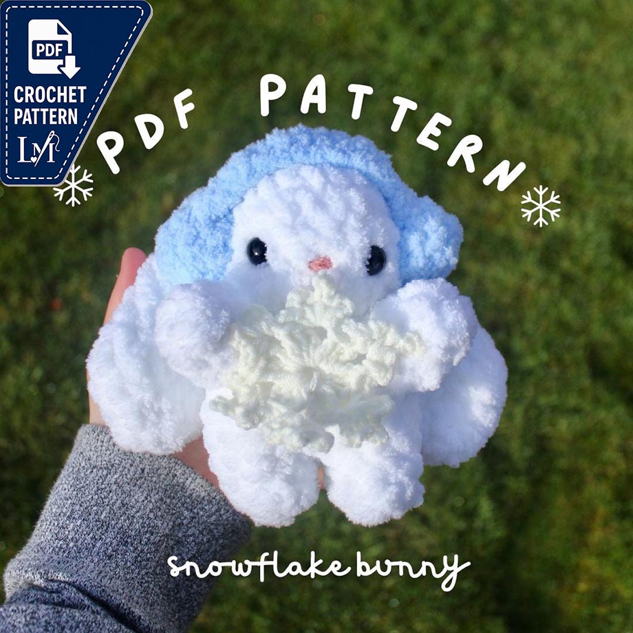 Snowflake Baby Bunny PDF Crochet Pattern | Amigurumi pattern | Earmuff bunny winter pattern